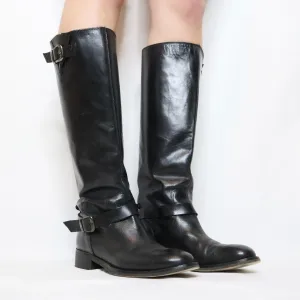 90s Black Leather Riding Boots (6.5 US)