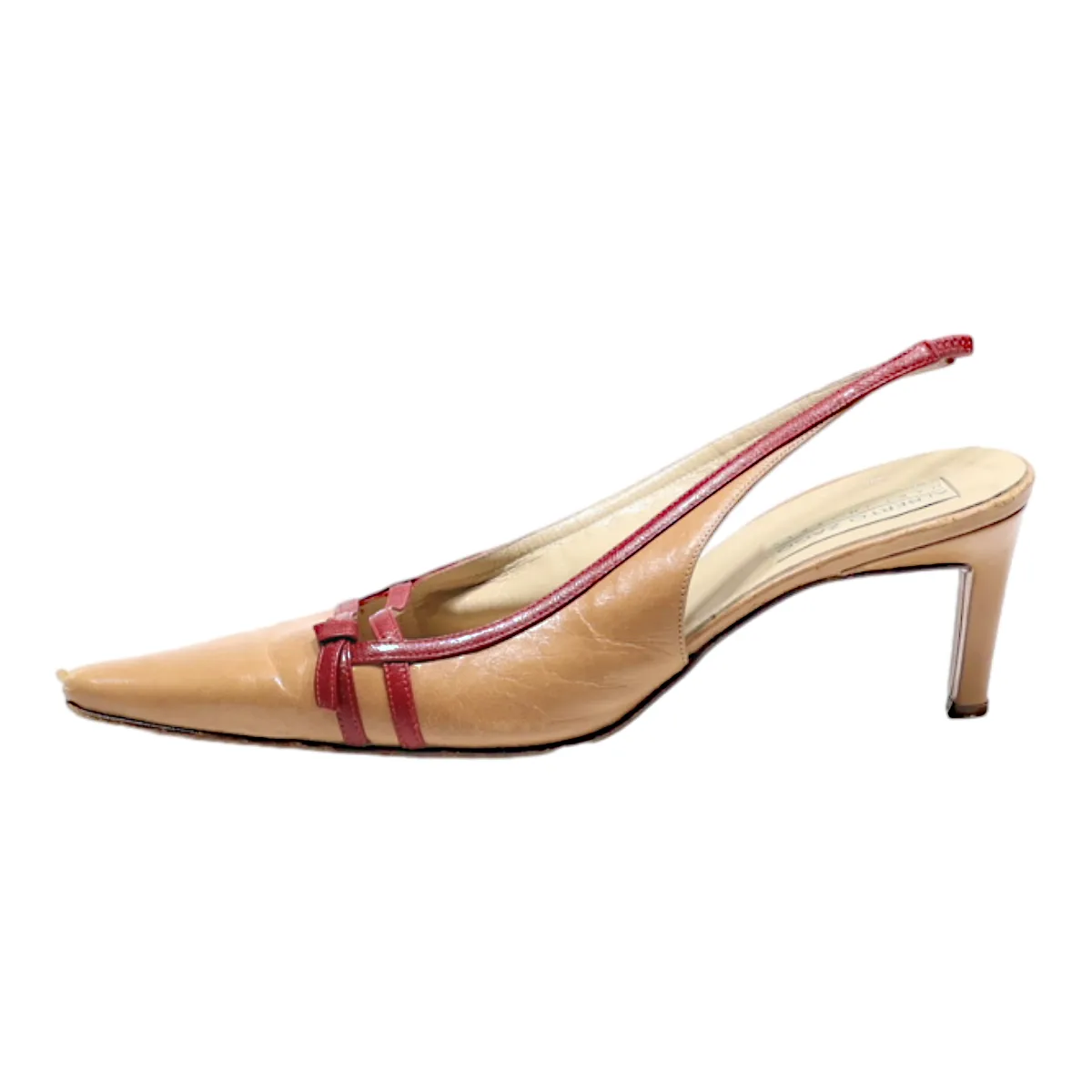 ALBERTO ZAGO Slingback Heels Brown Leather Womens UK 4.5