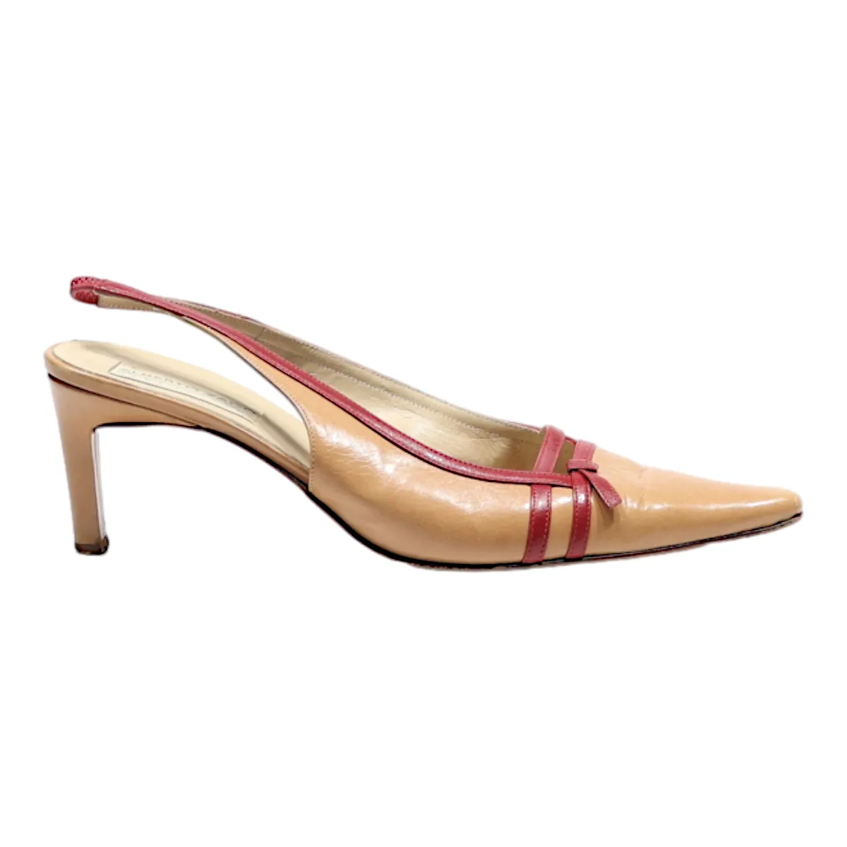 ALBERTO ZAGO Slingback Heels Brown Leather Womens UK 4.5