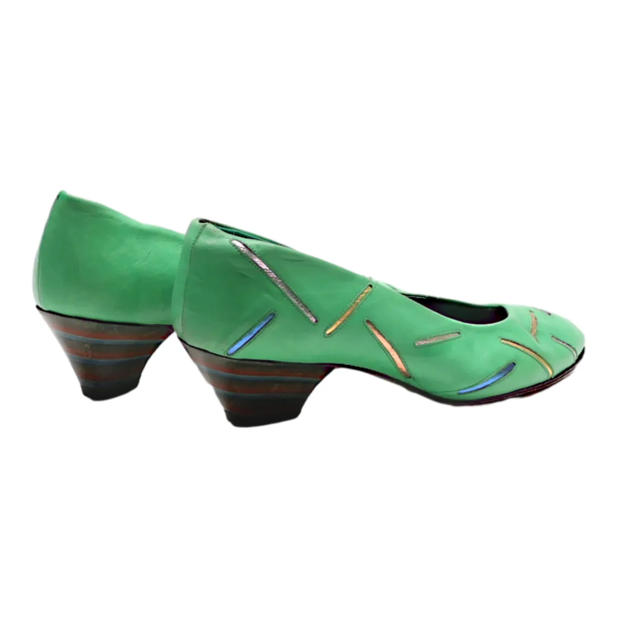 AROLA Court Heels Green Leather Womens UK 4