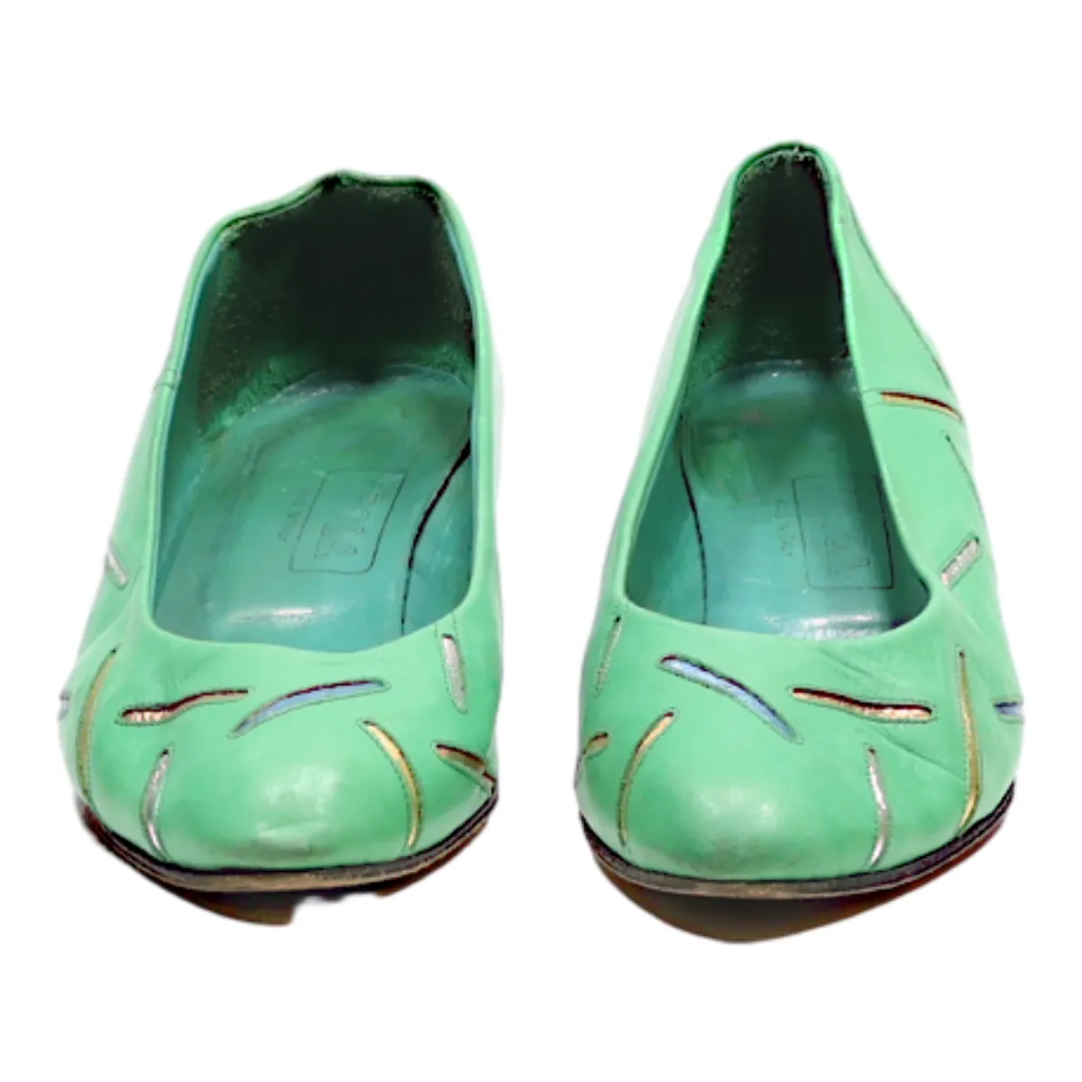 AROLA Court Heels Green Leather Womens UK 4