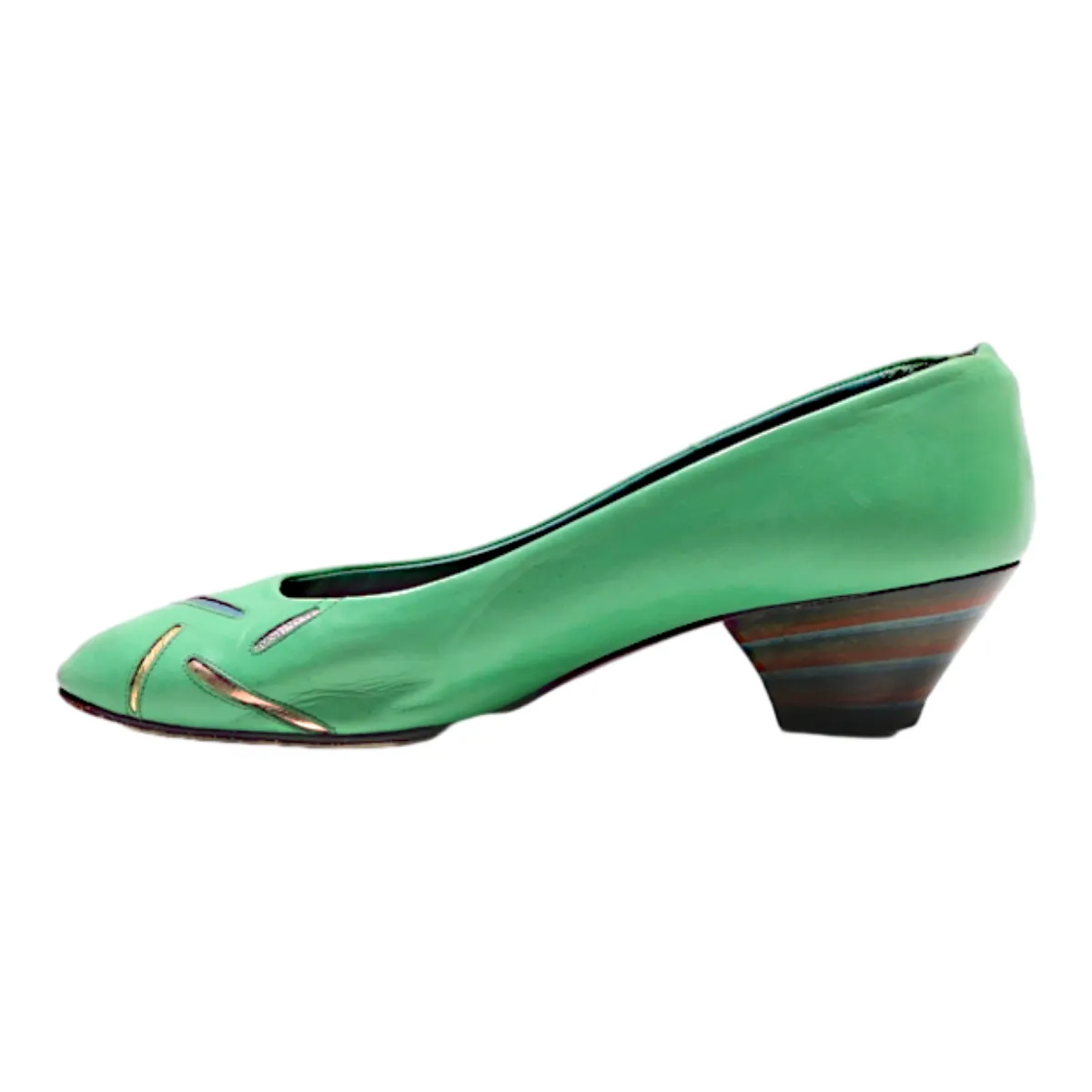 AROLA Court Heels Green Leather Womens UK 4