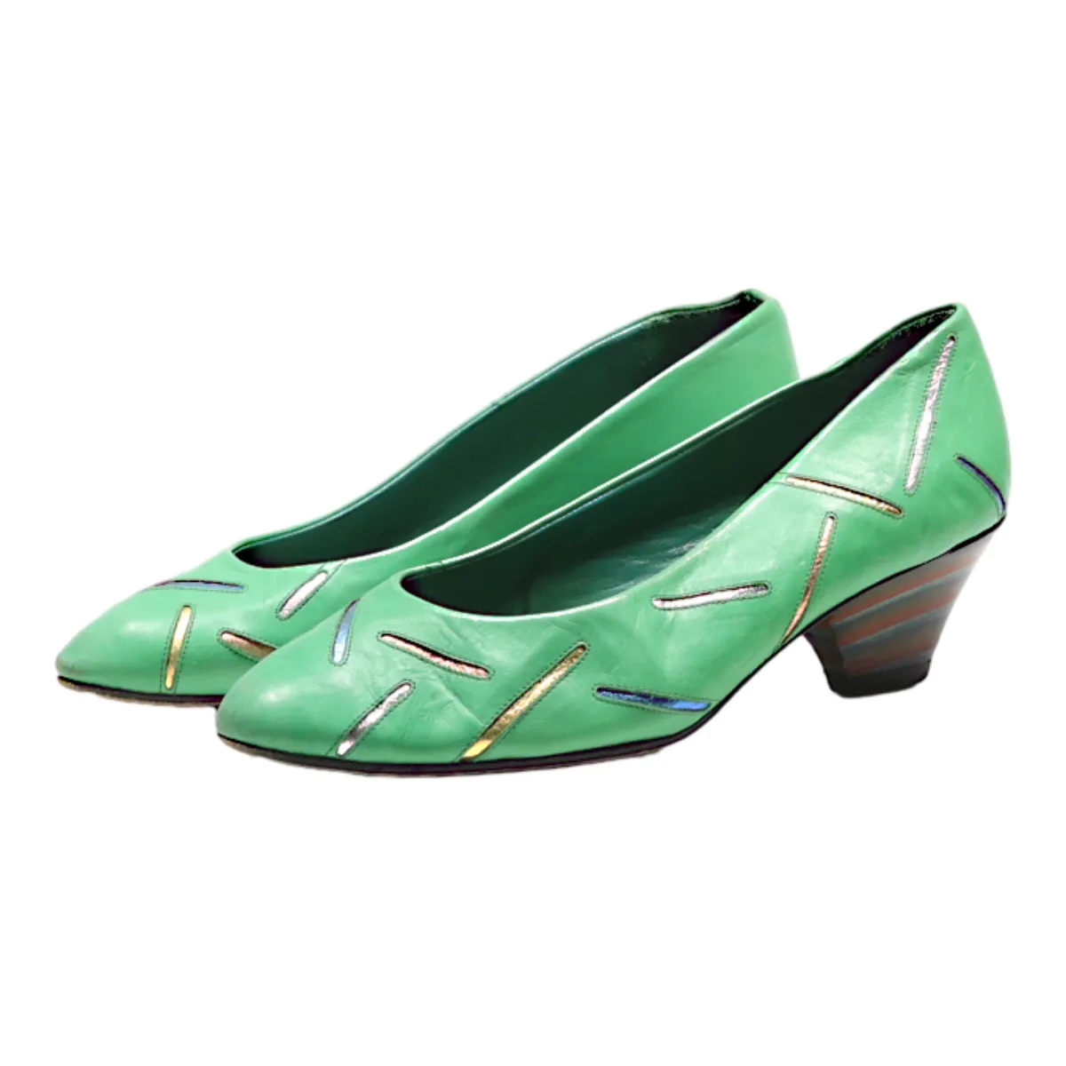 AROLA Court Heels Green Leather Womens UK 4