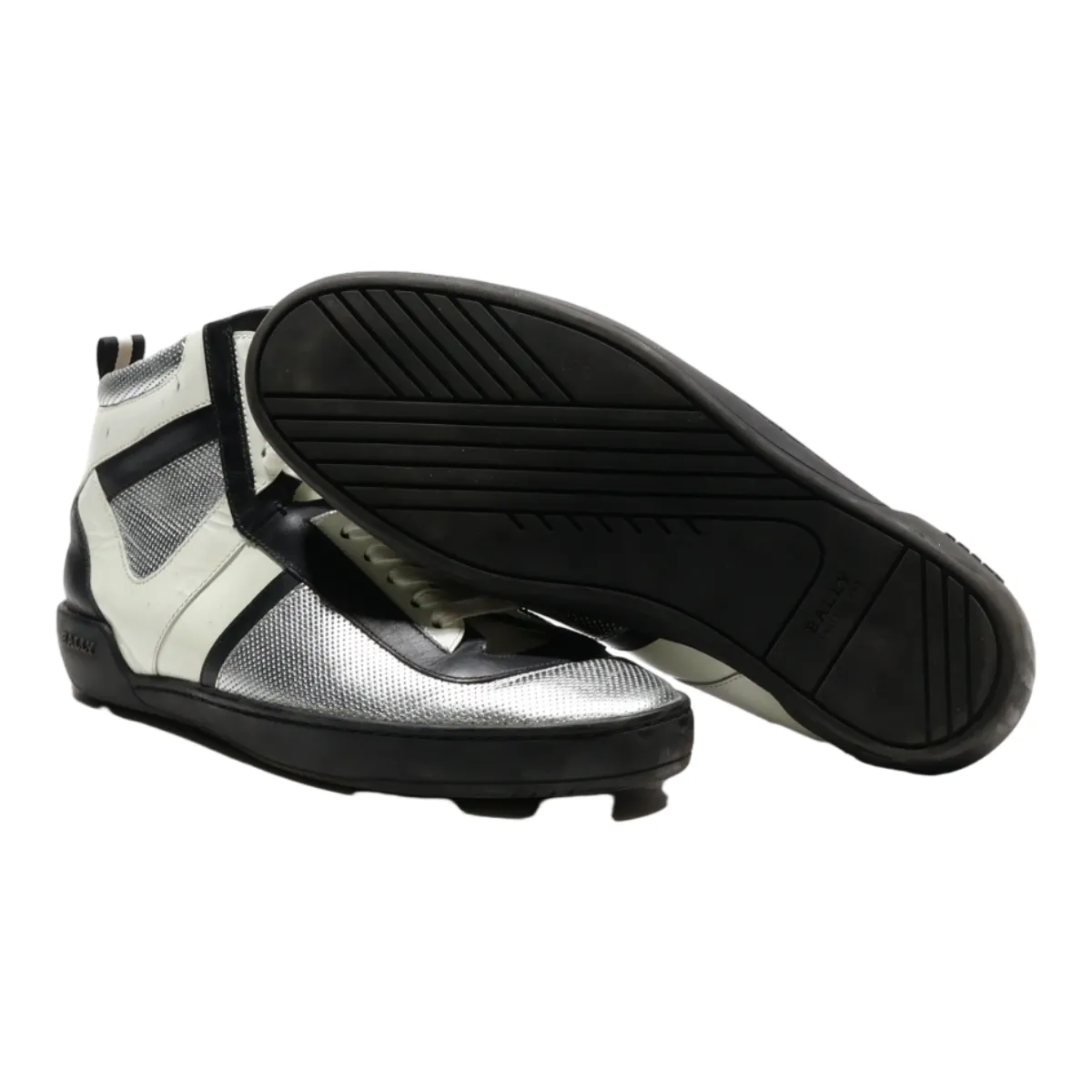 BALLY High Top Trainers Silver Synthetic Mens UK 8