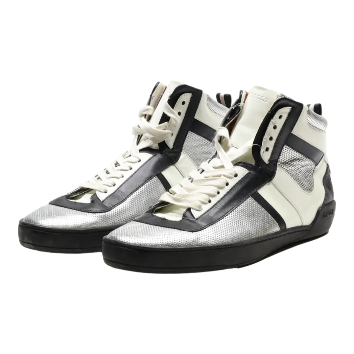BALLY High Top Trainers Silver Synthetic Mens UK 8