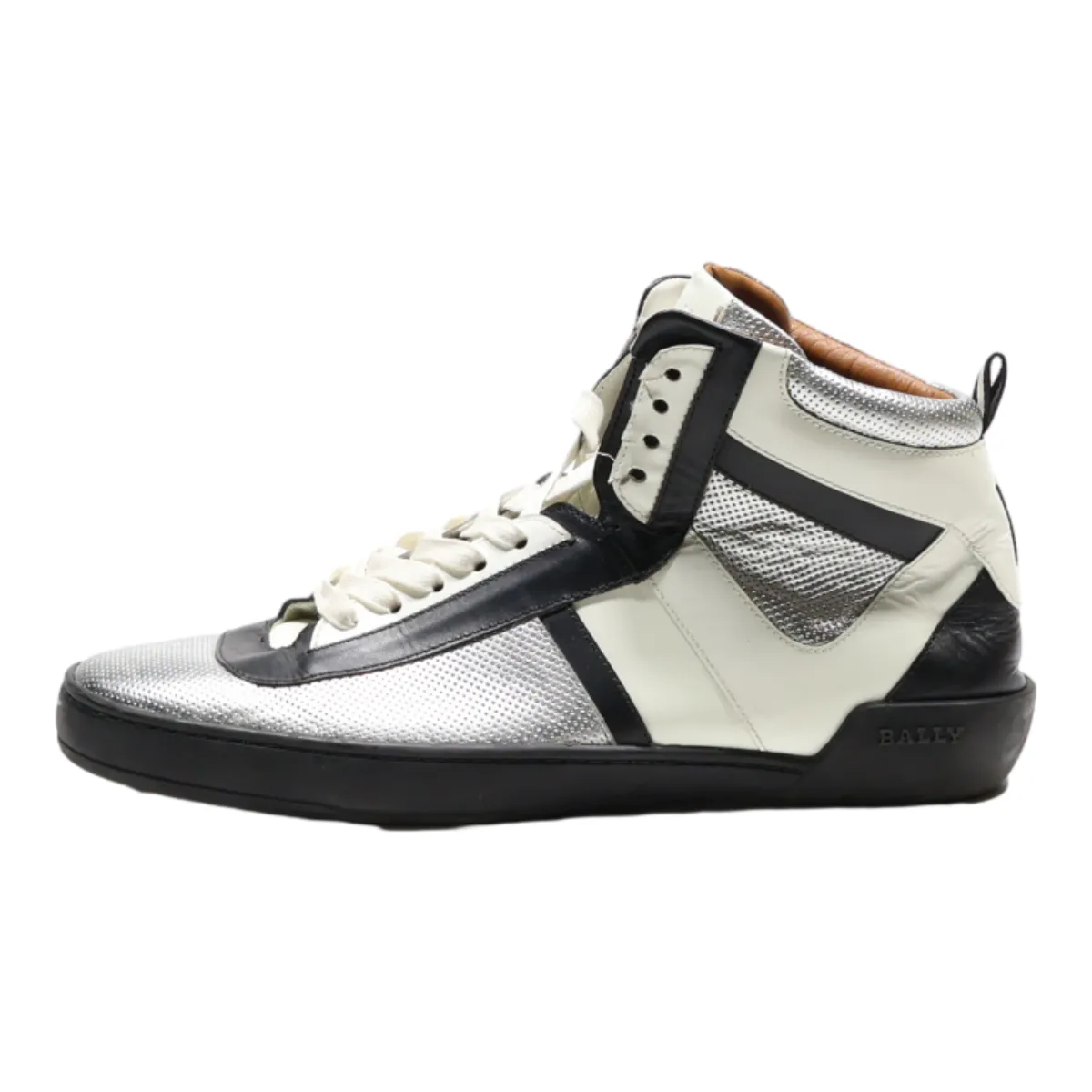 BALLY High Top Trainers Silver Synthetic Mens UK 8
