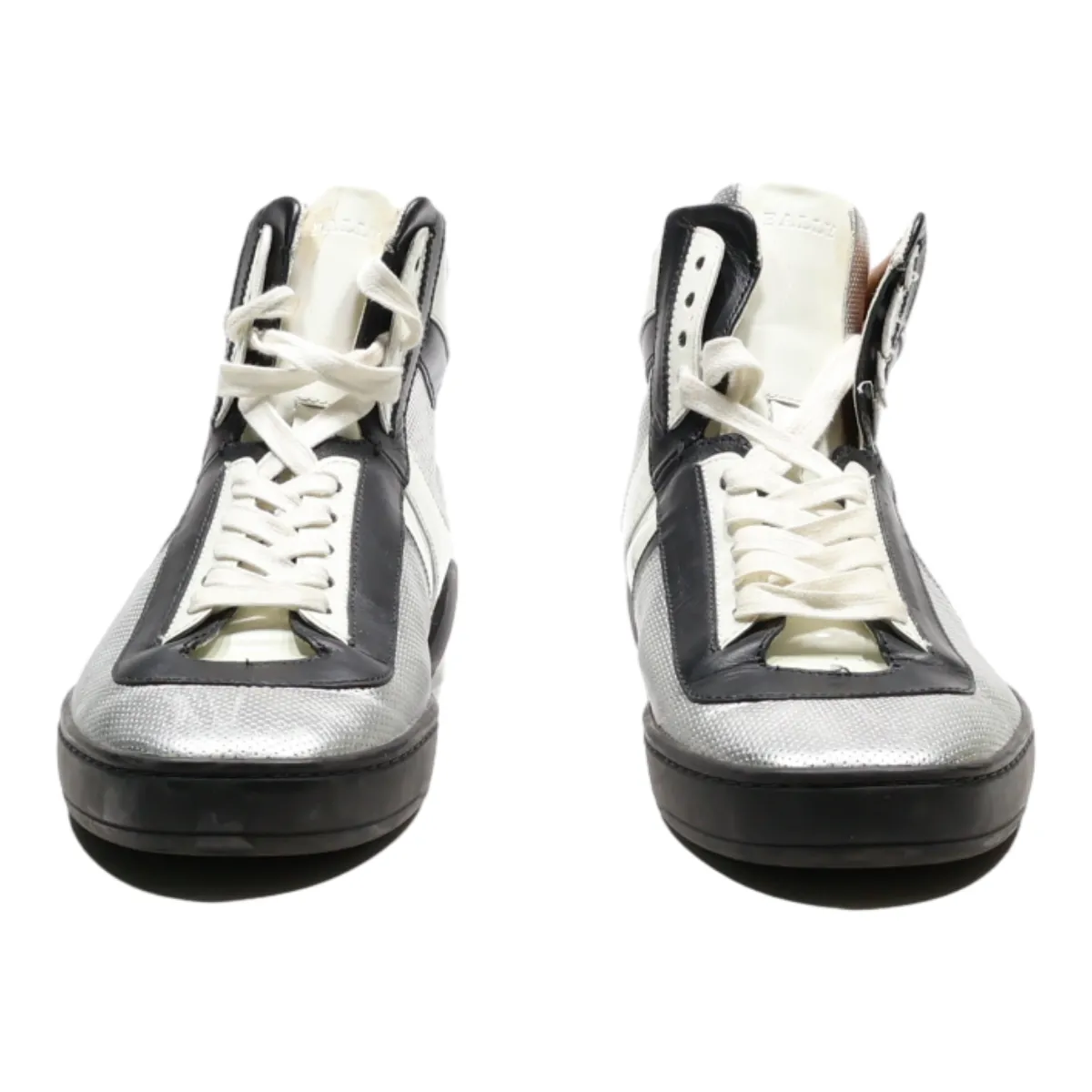 BALLY High Top Trainers Silver Synthetic Mens UK 8