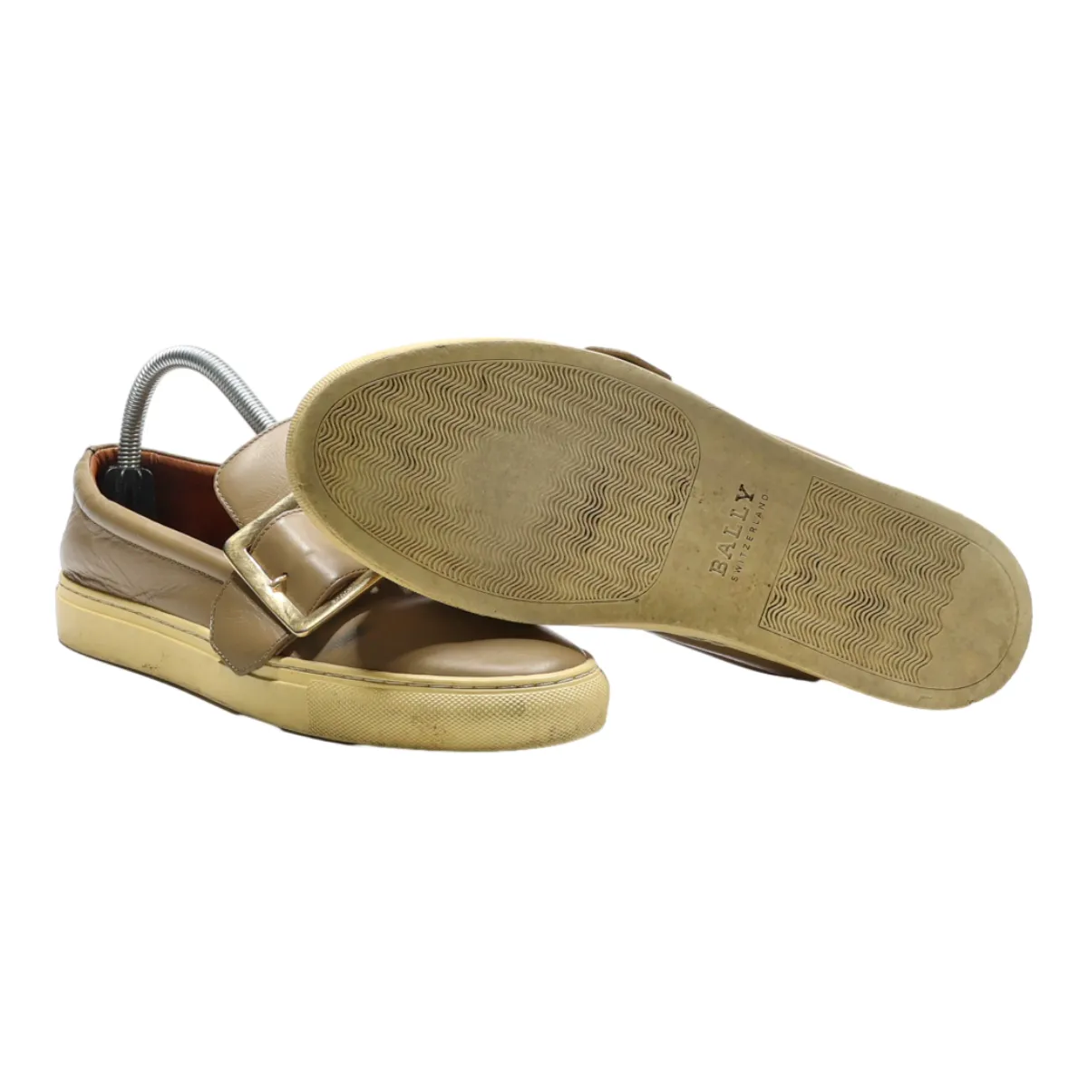 BALLY Loafer Shoes Beige Leather Womens UK 7