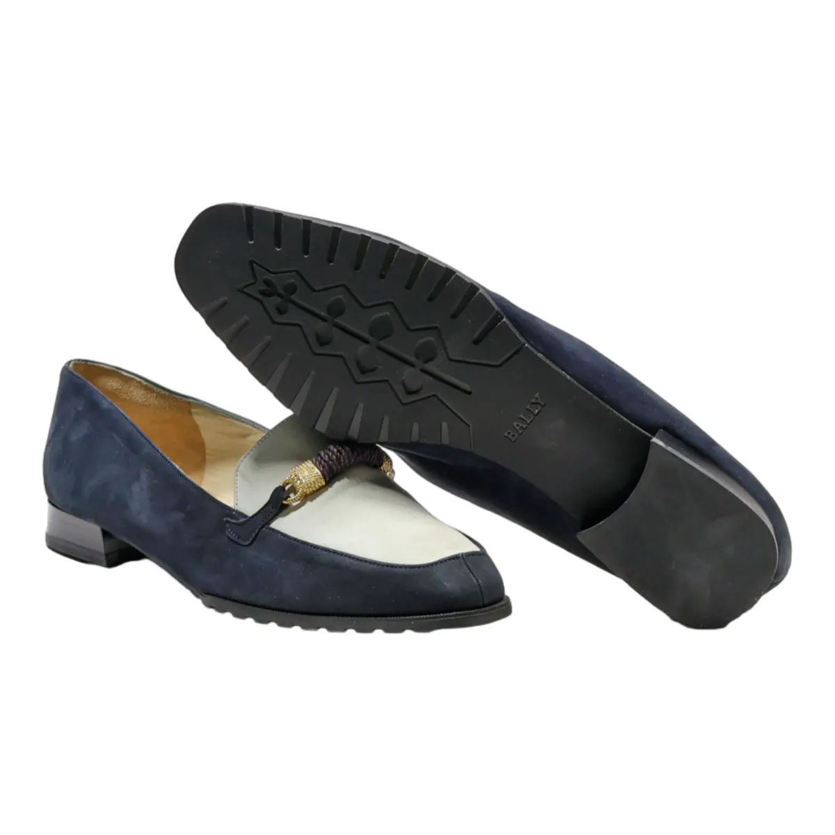 BALLY Loafer Shoes Blue Synthetic Womens UK 5