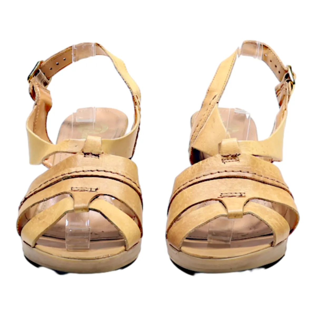 BATA Strappy Heels Brown Leather Womens UK 6