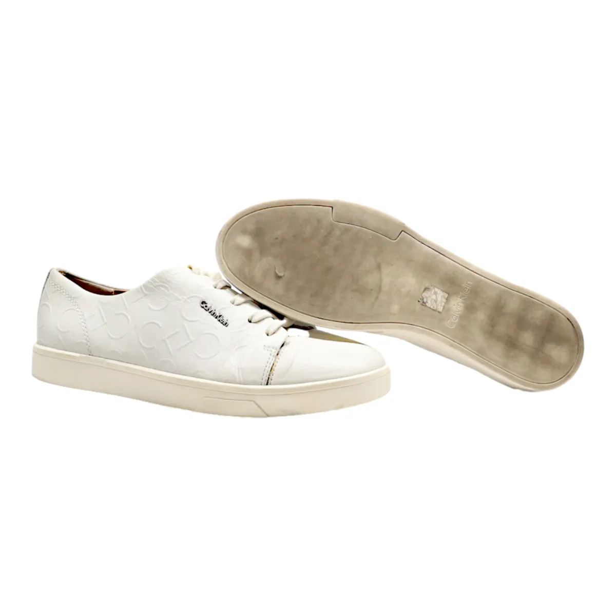 CALVIN KLEIN Sneaker Trainers White Leather Womens UK 6