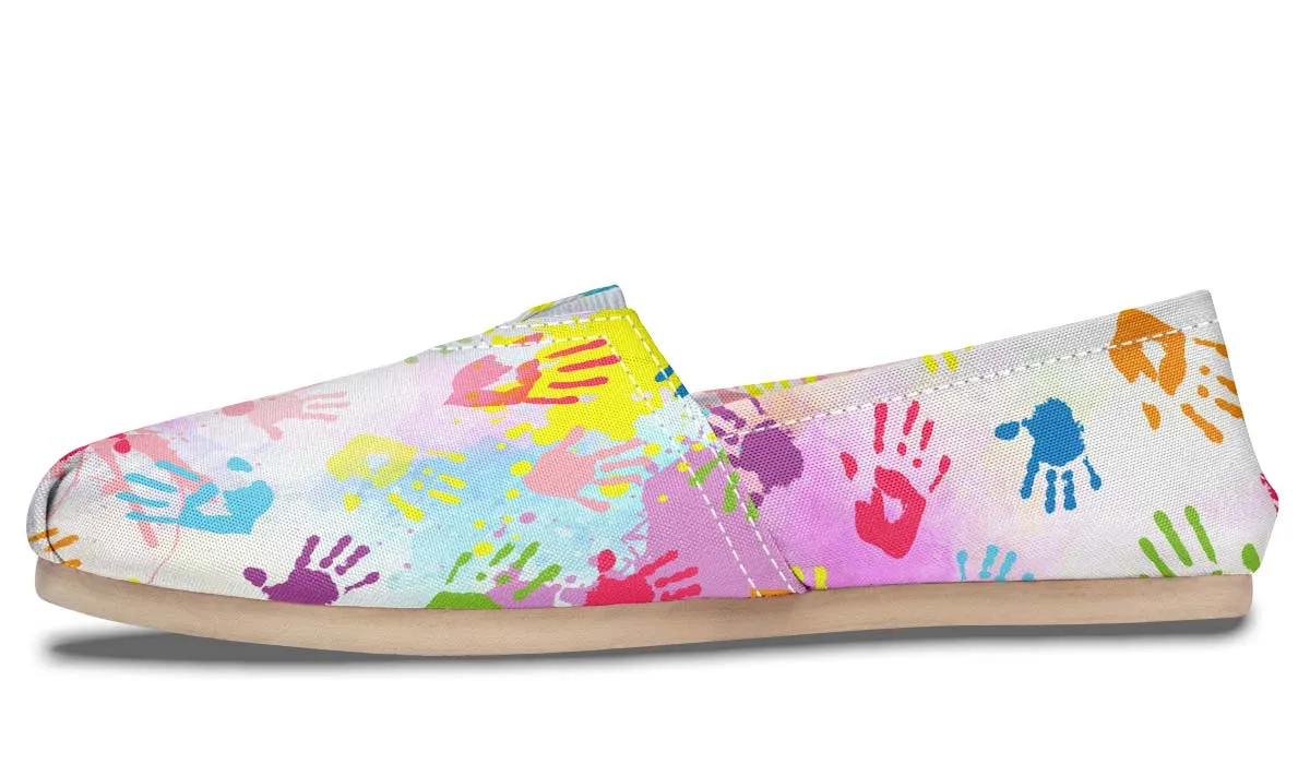 Colorful Handprint Casual Shoes