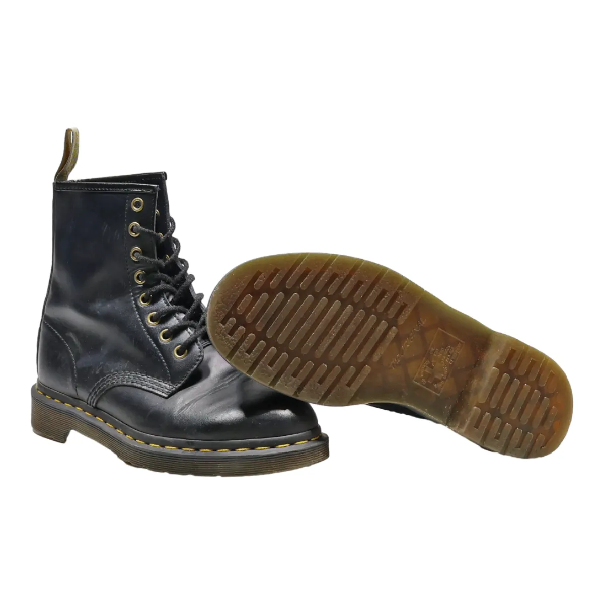 DR MARTENS Lace-Up Boots Black Faux Leather Womens UK 5