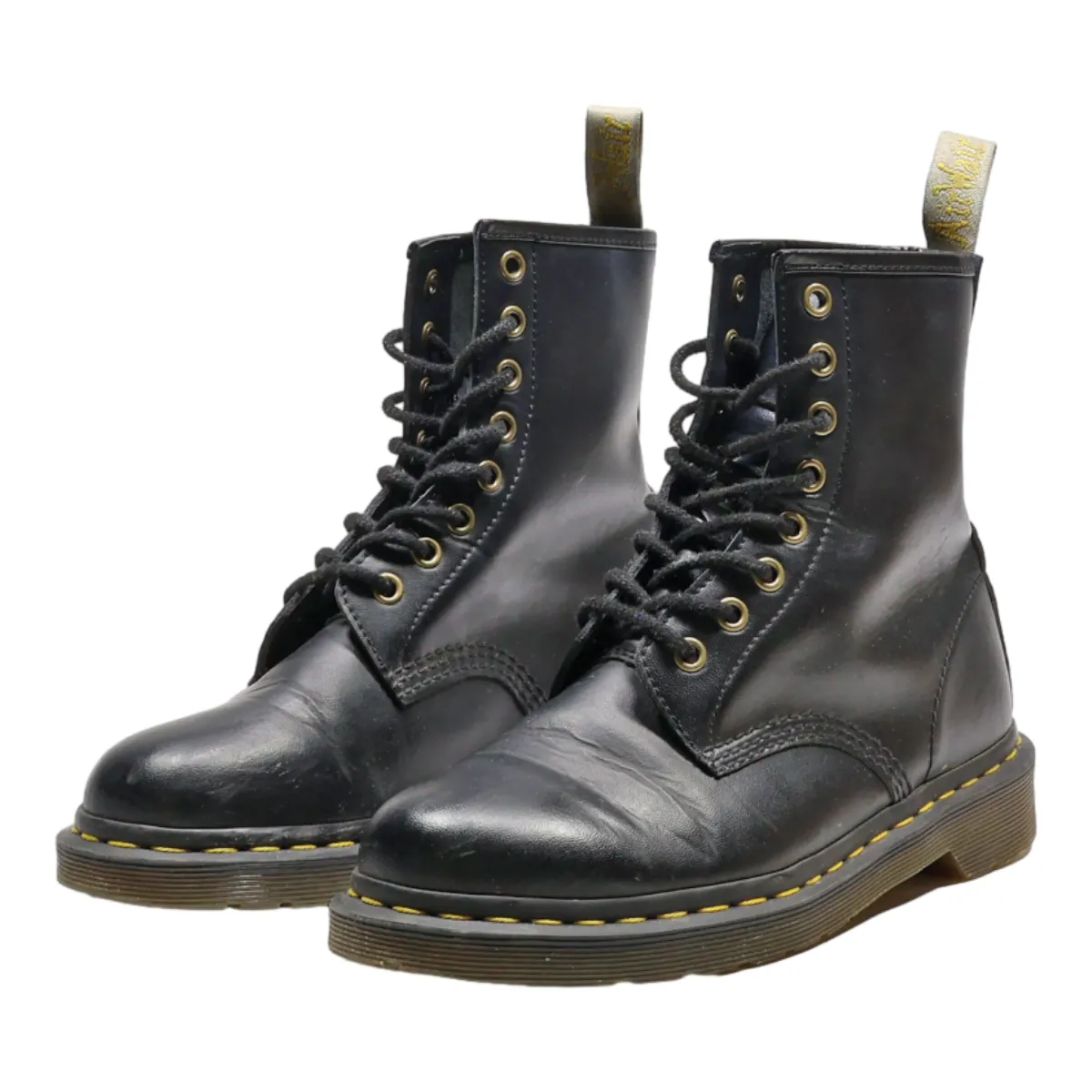 DR MARTENS Lace-Up Boots Black Faux Leather Womens UK 5