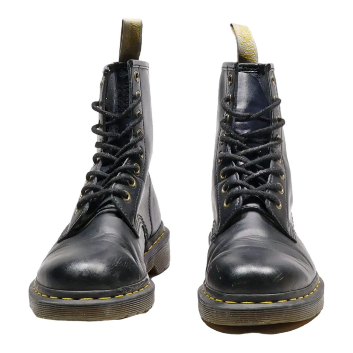 DR MARTENS Lace-Up Boots Black Faux Leather Womens UK 5