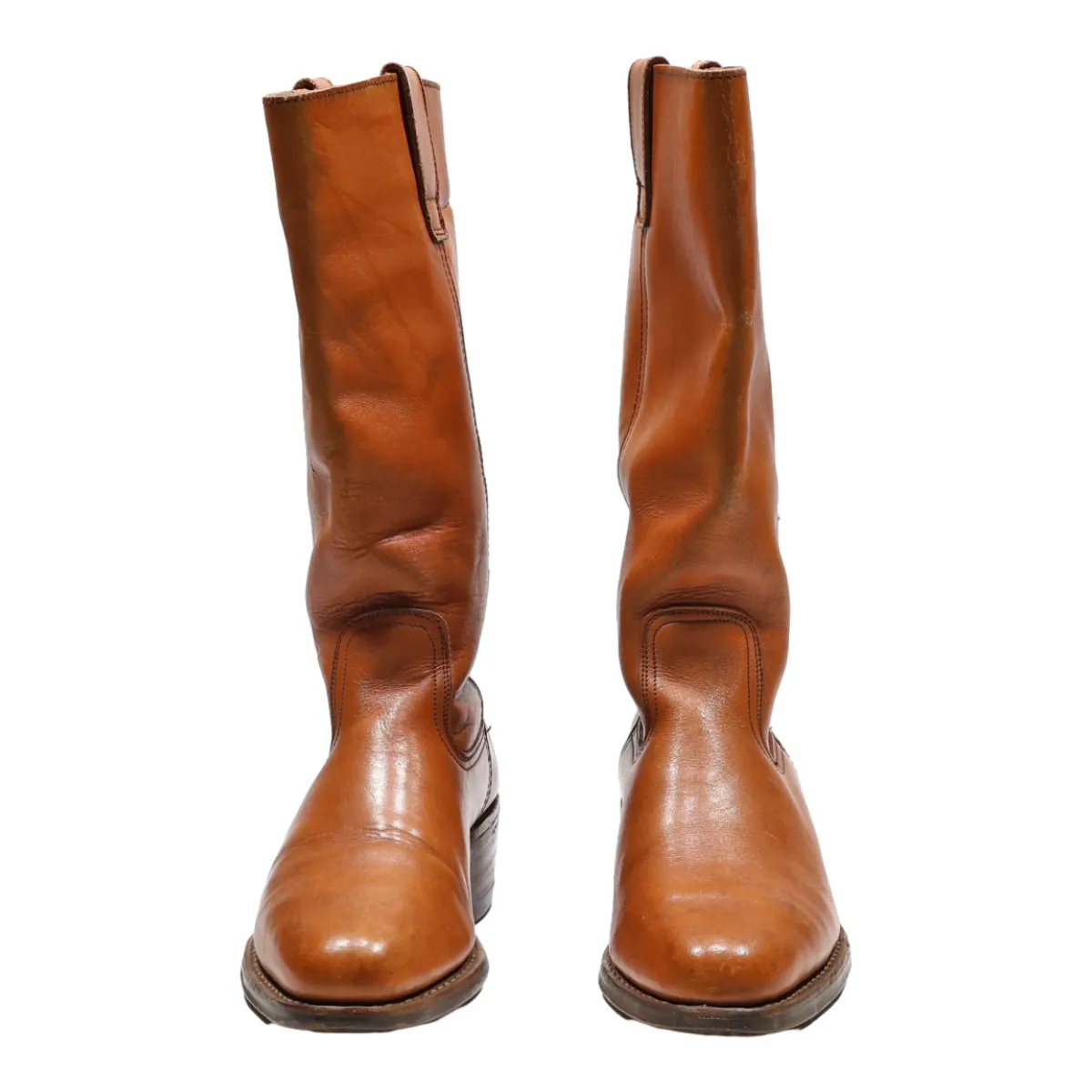 GO WEST Cowboy Boots Orange Leather Womens UK 8