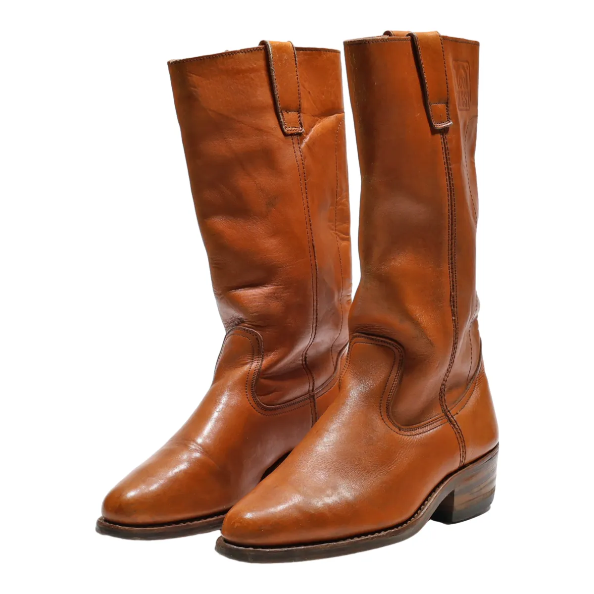 GO WEST Cowboy Boots Orange Leather Womens UK 8