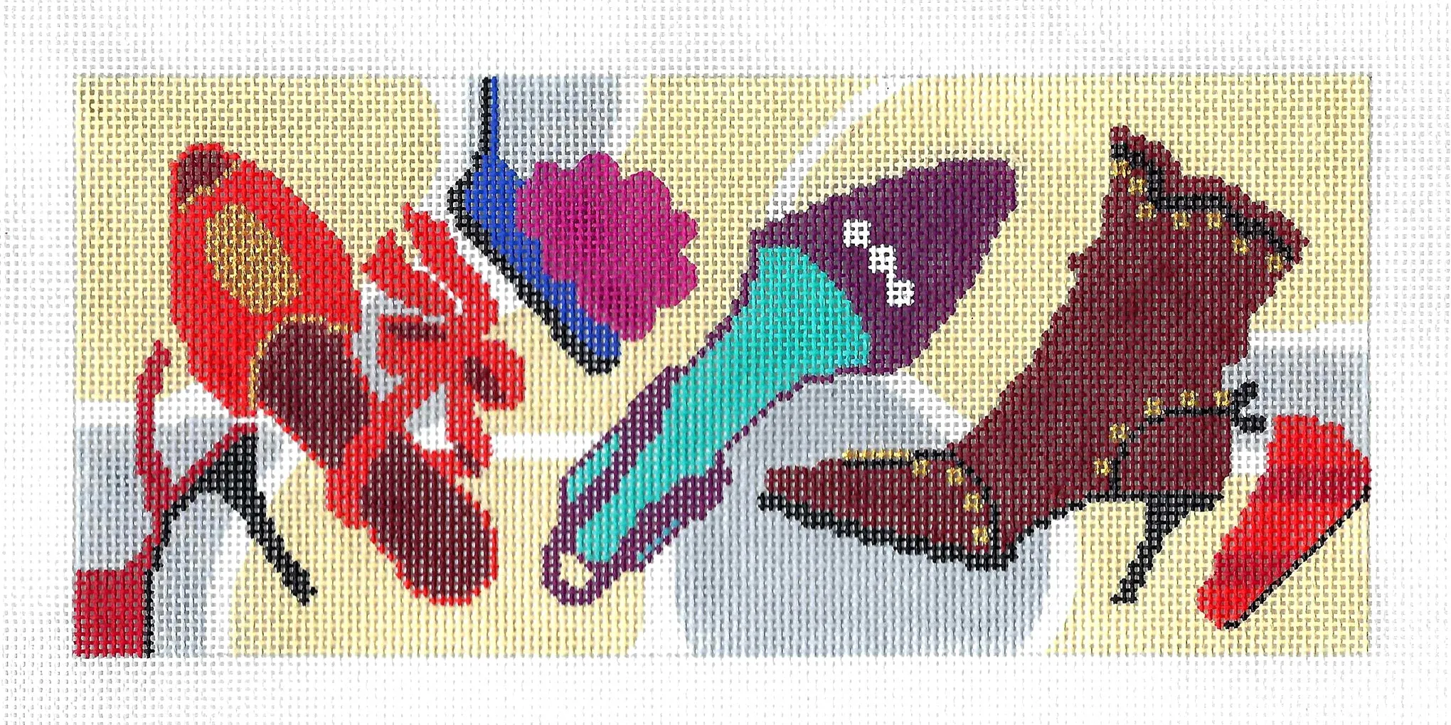 Insert Canvas ~ Shoes & More Shoes Design handpainted Needlepoint Canvas ~ BR Insert ~ 8.25" by 4" by LEE