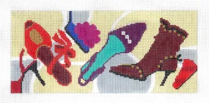 Insert Canvas ~ Shoes & More Shoes Design handpainted Needlepoint Canvas ~ BR Insert ~ 8.25" by 4" by LEE