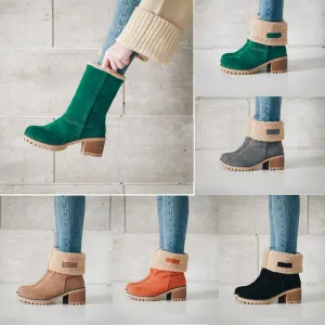 Platform High Chunky Heel Suede Calf Boots