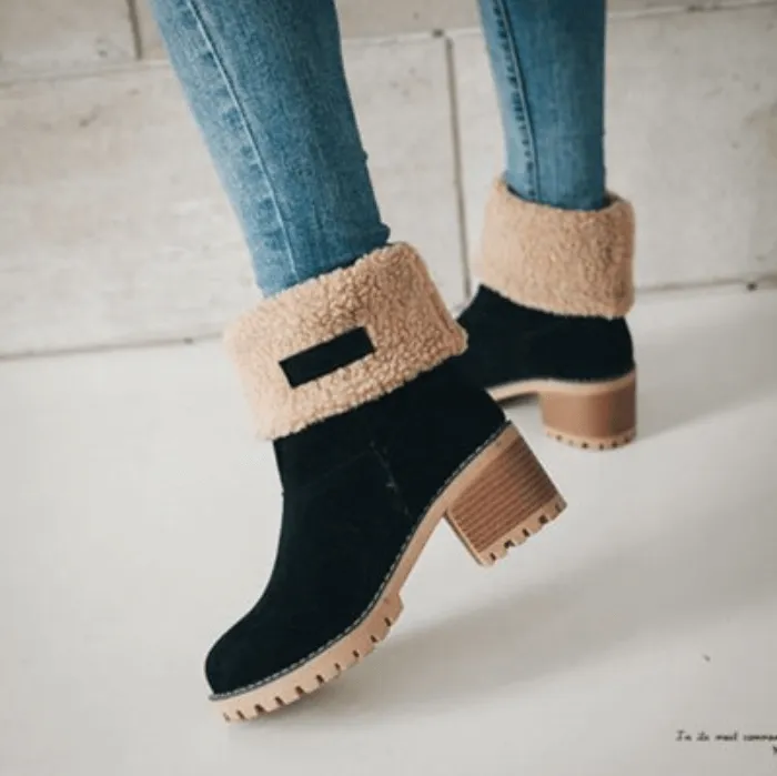 Platform High Chunky Heel Suede Calf Boots