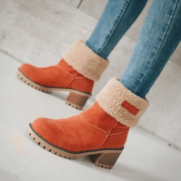 Platform High Chunky Heel Suede Calf Boots