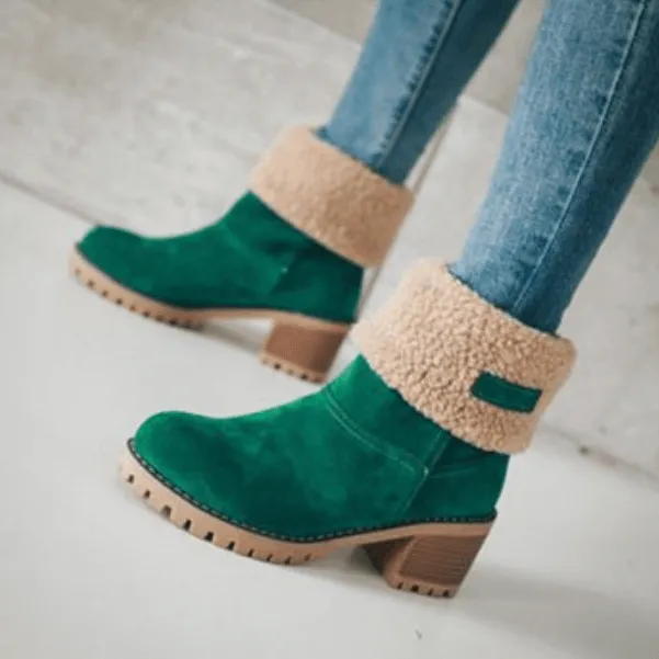 Platform High Chunky Heel Suede Calf Boots