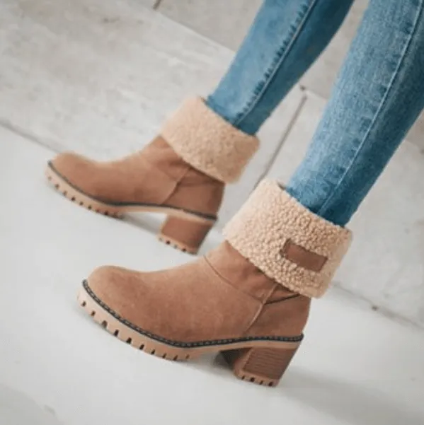 Platform High Chunky Heel Suede Calf Boots