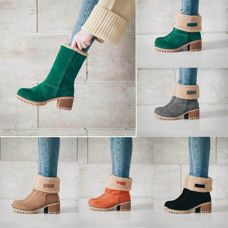 Platform High Chunky Heel Suede Calf Boots