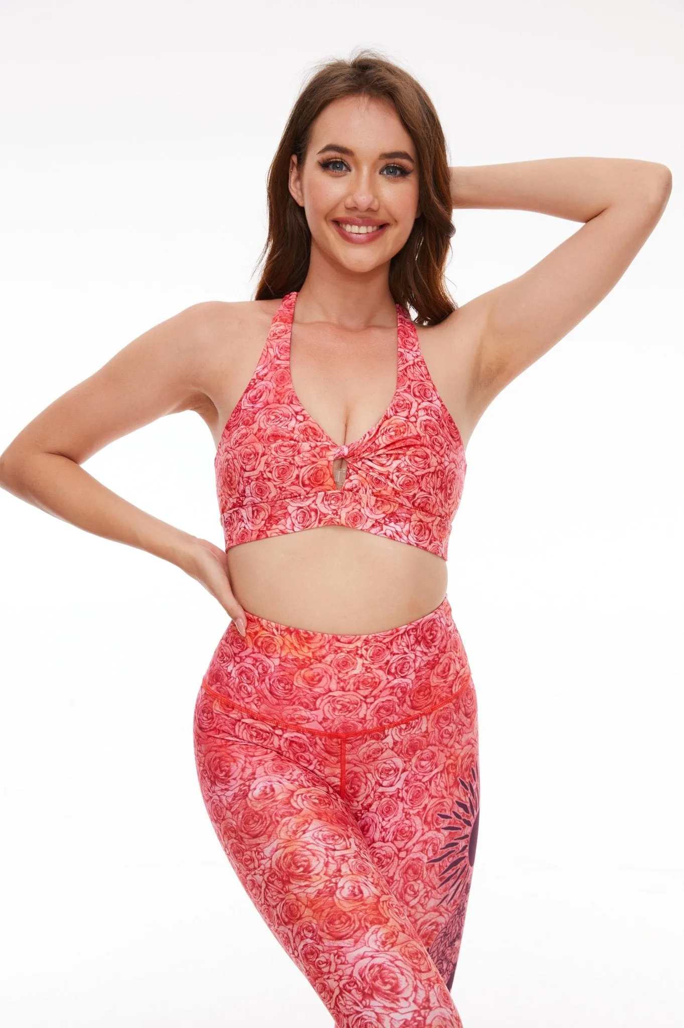 Rose V-shape Cross Back Sports Bra