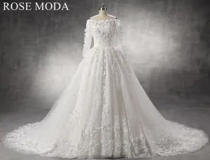 Rosemoda Luxury Off-the-shoulder Lace Ball Gown Wedding Dress