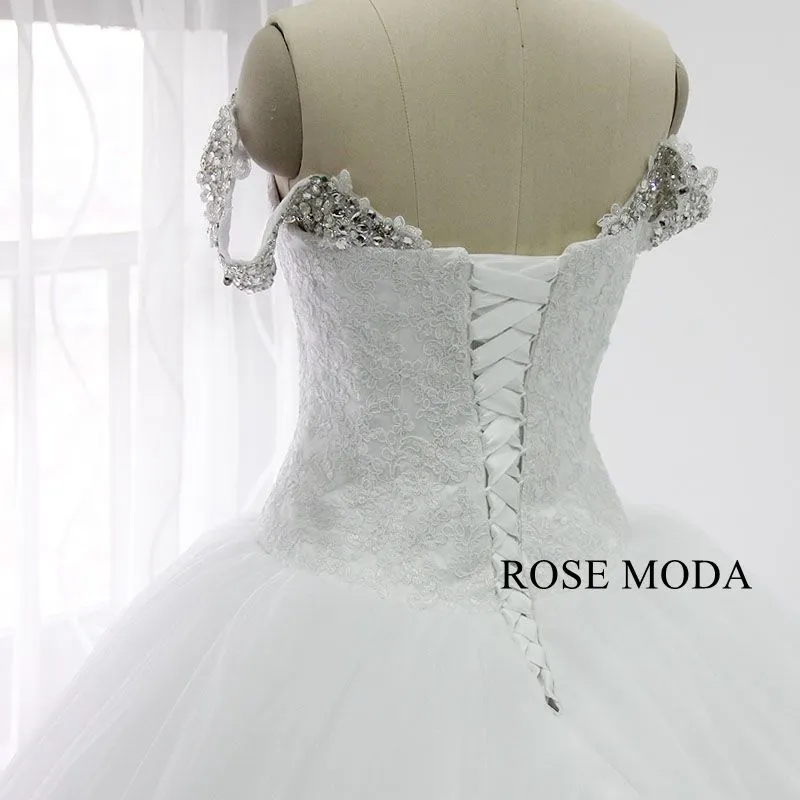 Rosemoda Off-the-shoulder Dropped Ball Gown Wedding Dress