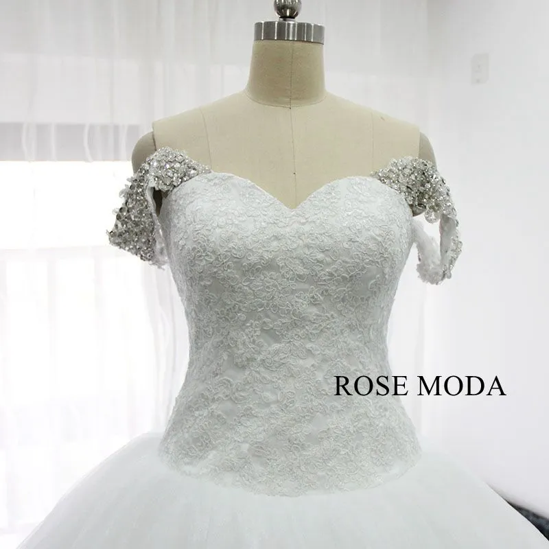 Rosemoda Off-the-shoulder Dropped Ball Gown Wedding Dress