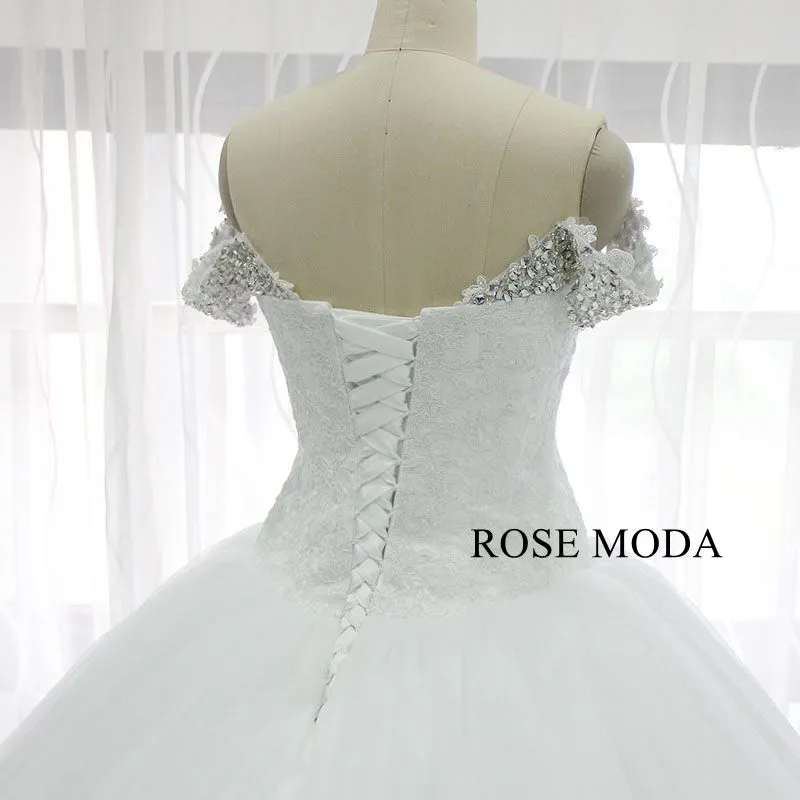 Rosemoda Off-the-shoulder Dropped Ball Gown Wedding Dress