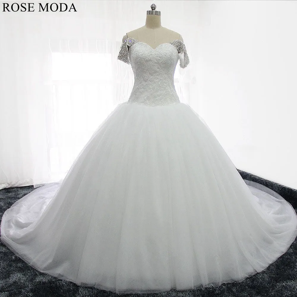 Rosemoda Off-the-shoulder Dropped Ball Gown Wedding Dress