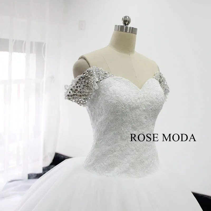 Rosemoda Off-the-shoulder Dropped Ball Gown Wedding Dress
