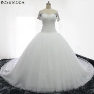 Rosemoda Off-the-shoulder Dropped Ball Gown Wedding Dress