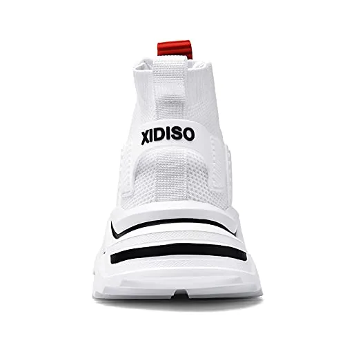 SANNAX Mens Fashion Sneakers High Top Casual Shoes White