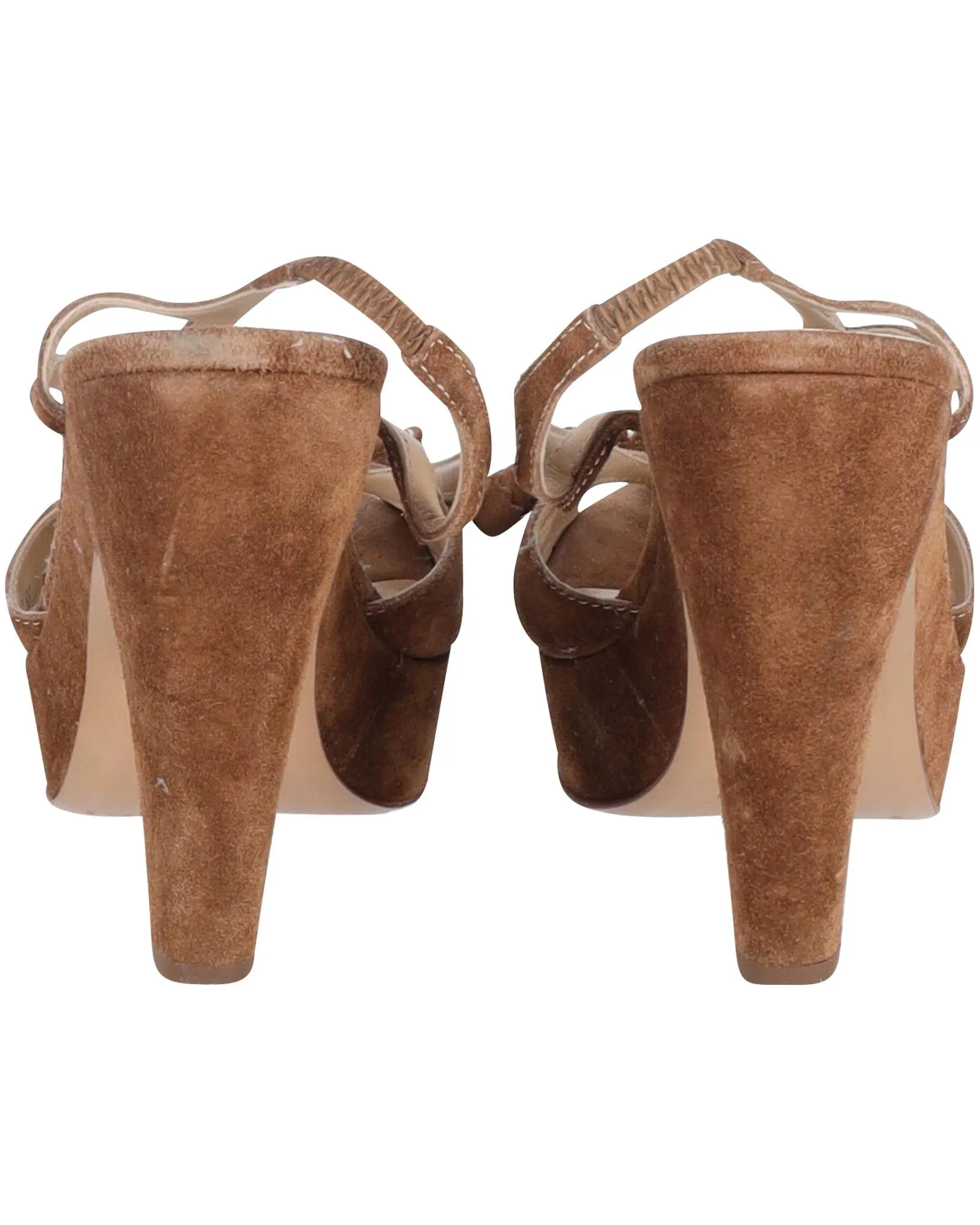Sensual Brown Suede Peep Toe Platform Heels with Ties by Emporio Armani