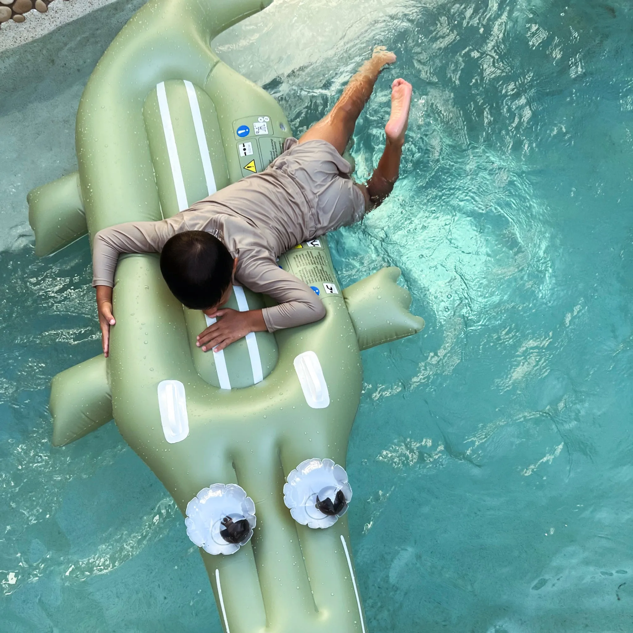 SUNNYLiFE Kids Lie-On Float Cookie The Croc Khaki