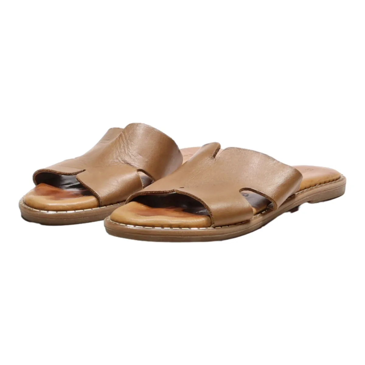 TAMARIS Slider Sandals Brown Leather Womens UK 5