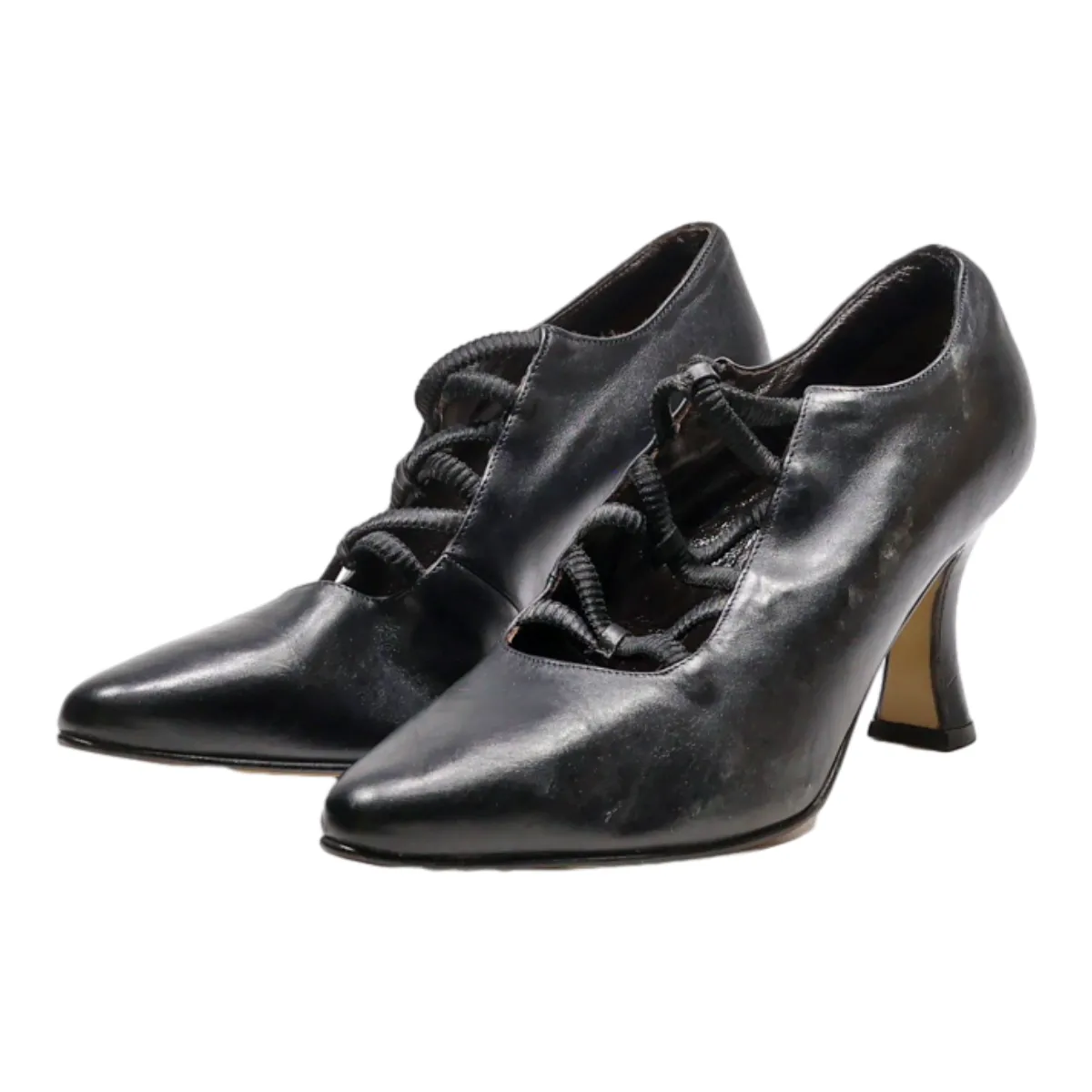 TORFS Court Heels Black Leather Womens UK 5