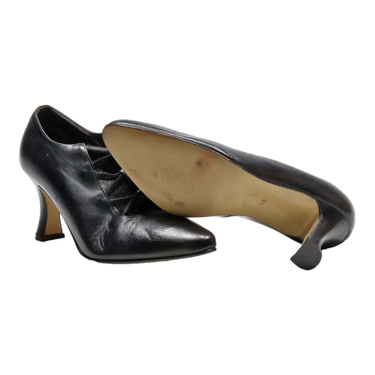 TORFS Court Heels Black Leather Womens UK 5