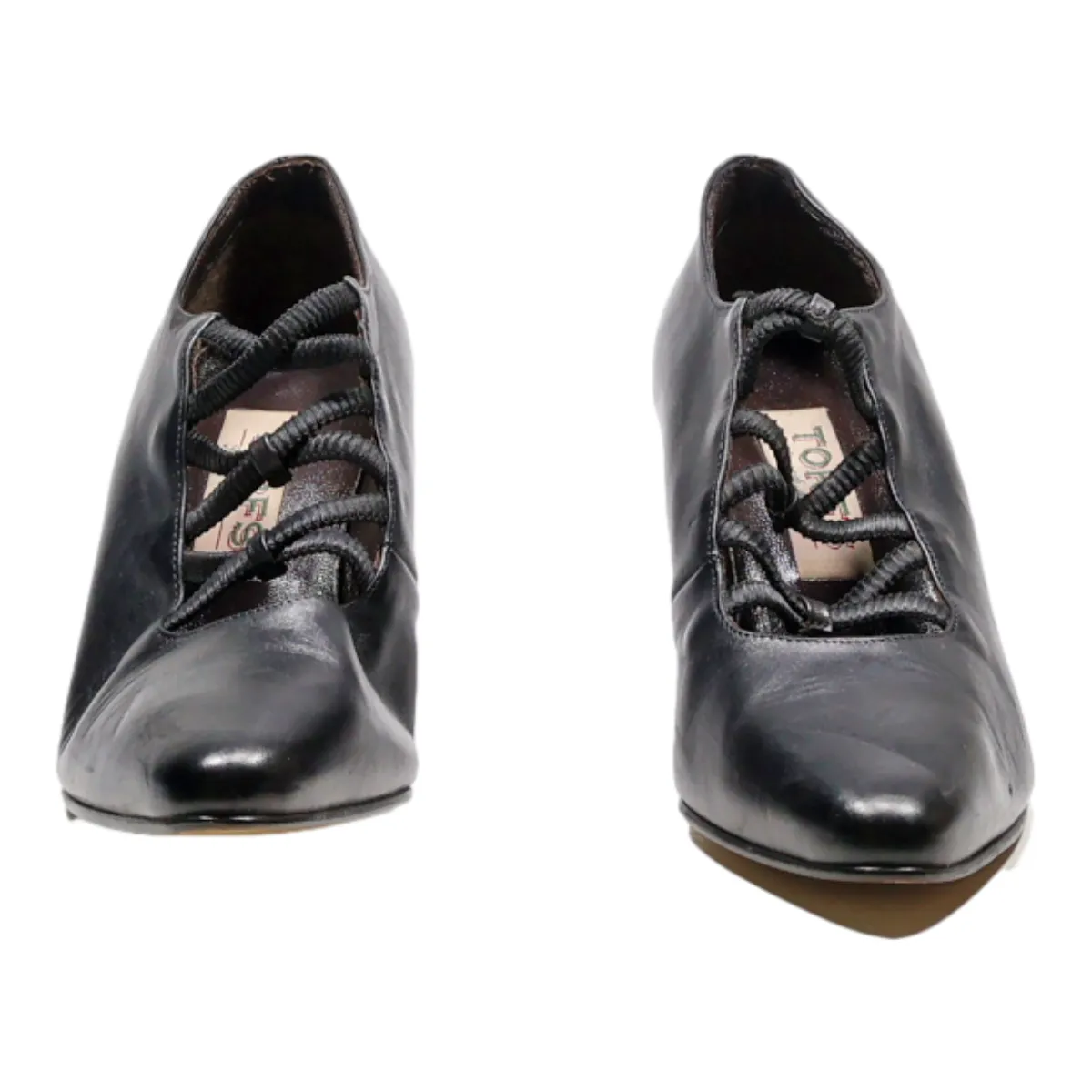 TORFS Court Heels Black Leather Womens UK 5