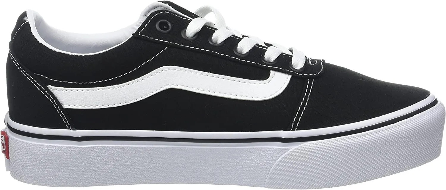 Vans Ward White Black Womens Platform Skate Trainers Shoes